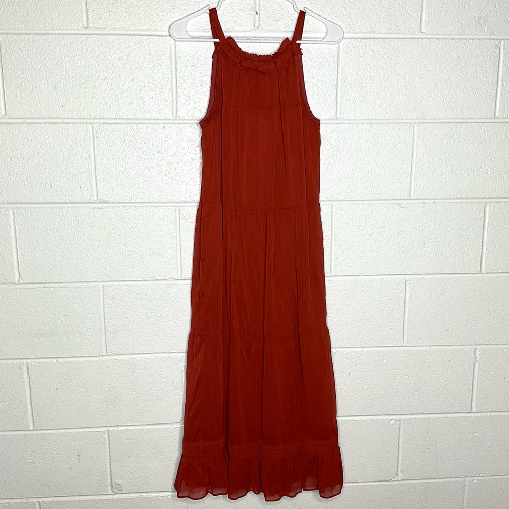 < Burnt Orange Sleeveless Maxi Dress Brand Unknown > - Picture 3 of 3